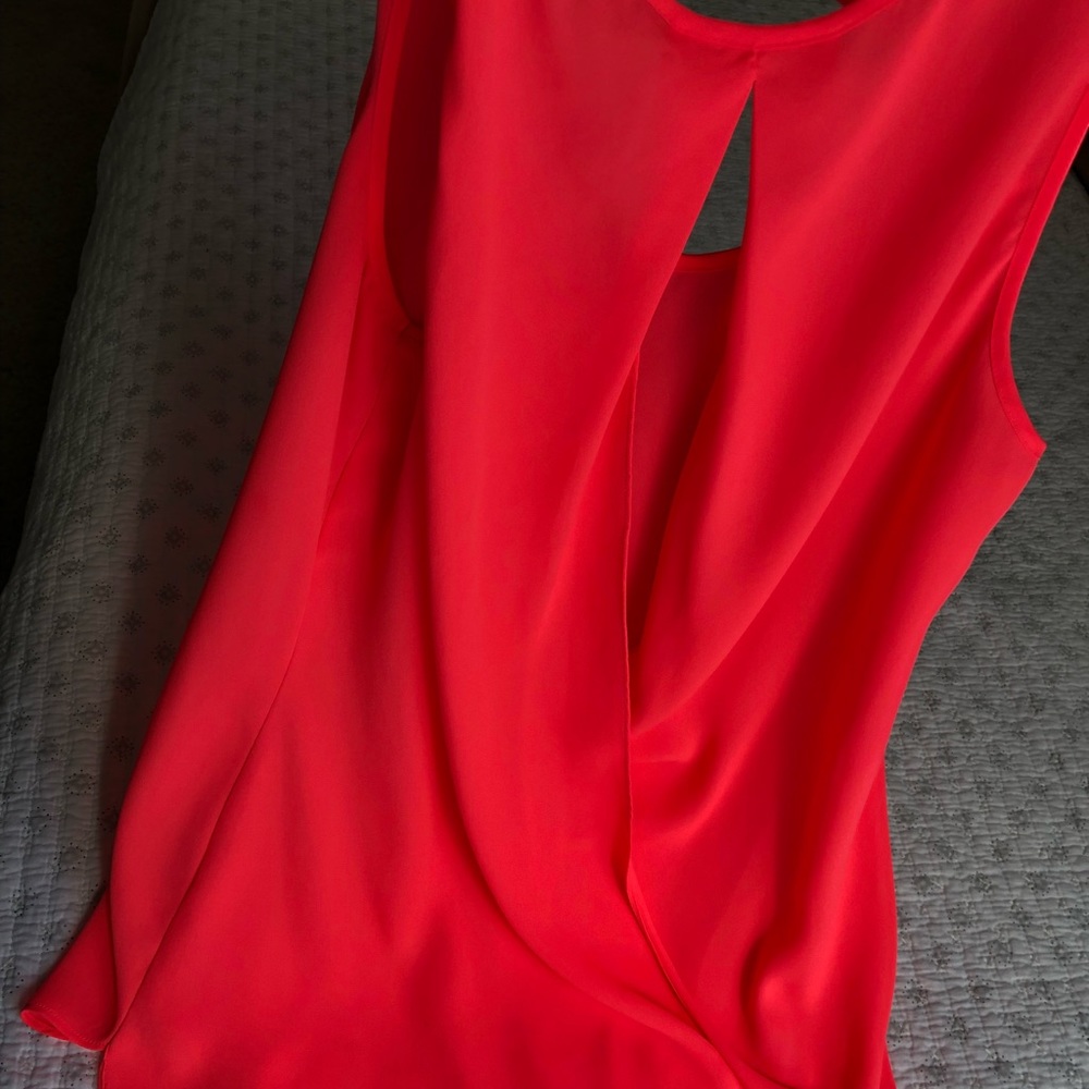 Hot pink open back blouse
